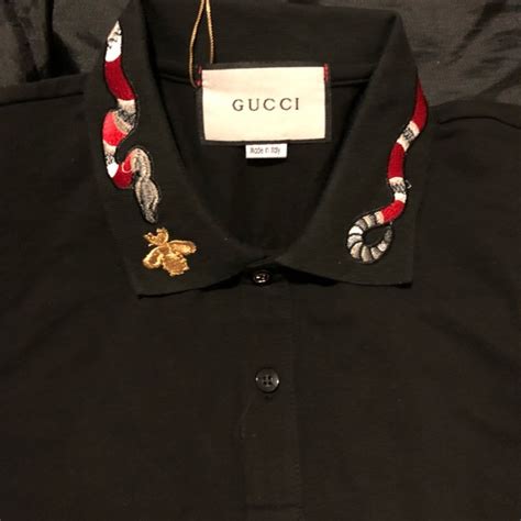 black gucci shirt with snake|Gucci polo shirt snake collar.